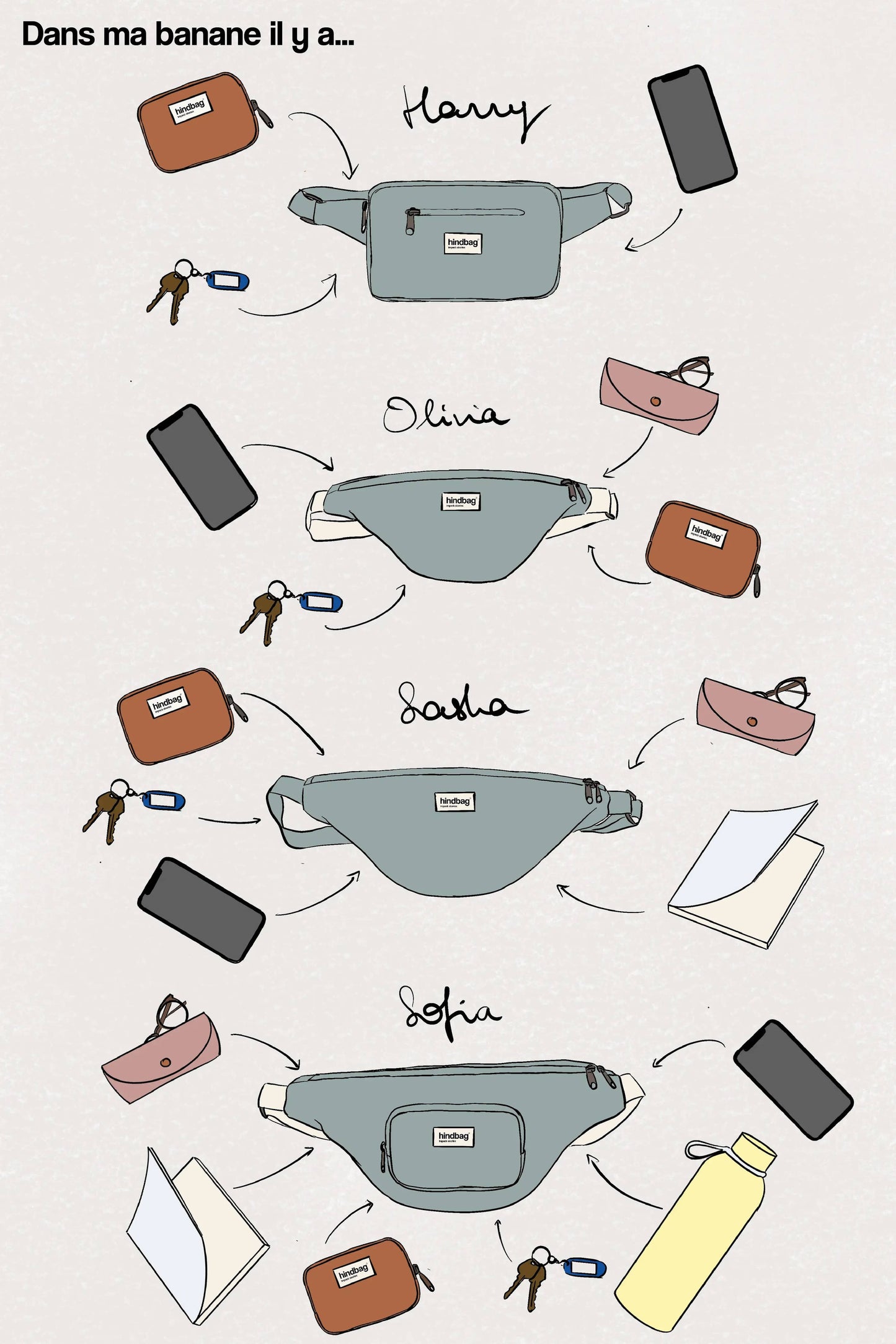 Hindbag Sofia Pine Fanny Pack, Olive