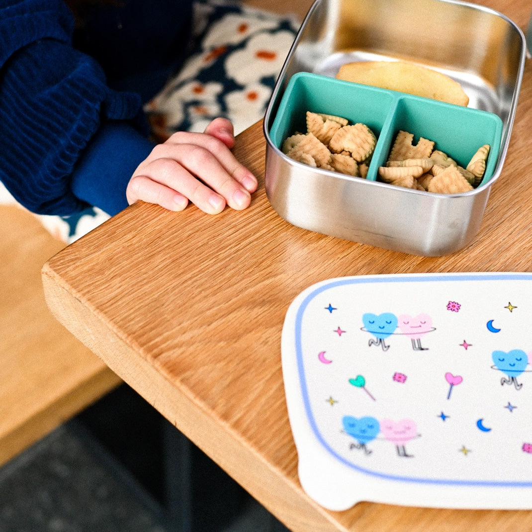 The Cotton Cloud Stainless Steel Lunchbox with Removable Compartments, Dancing Hearts
