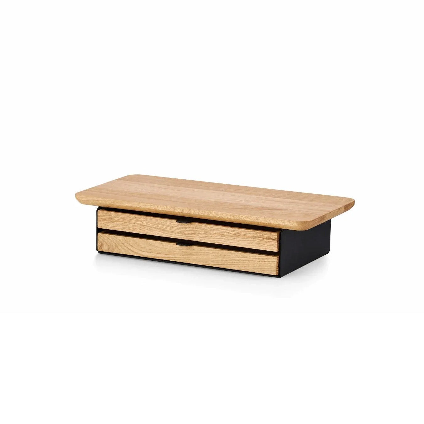 Oakywood Desk Shelf Mini Dual Drawer, Oak/Black