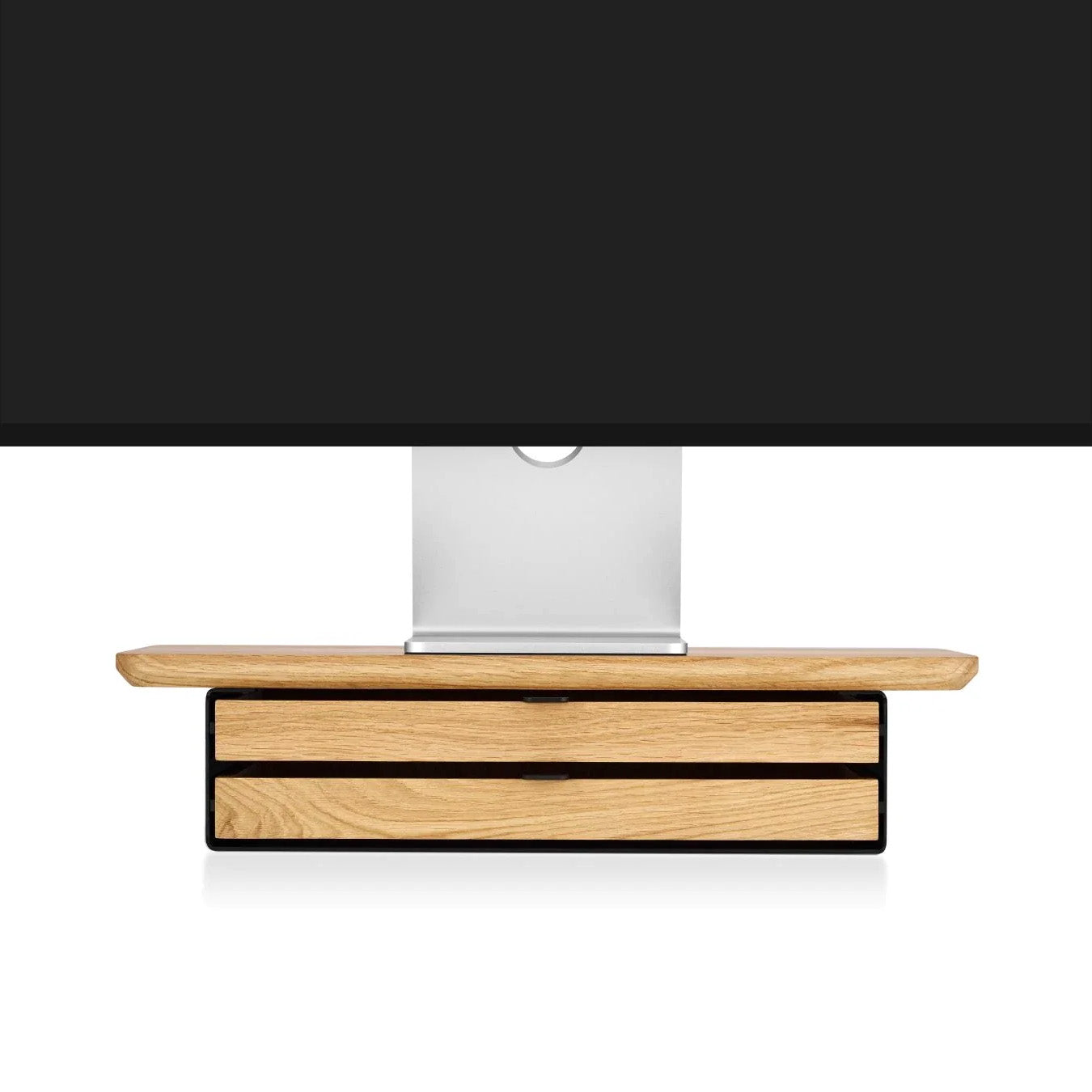 Oakywood Desk Shelf Mini Dual Drawer, Oak/Black