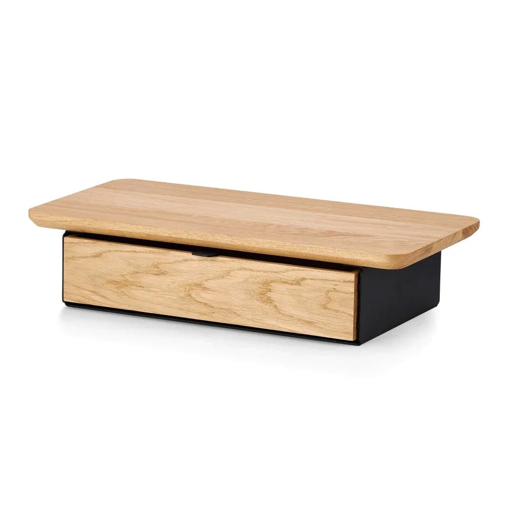 Oakywood Desk Shelf Mini Single Drawer, Oak/Black