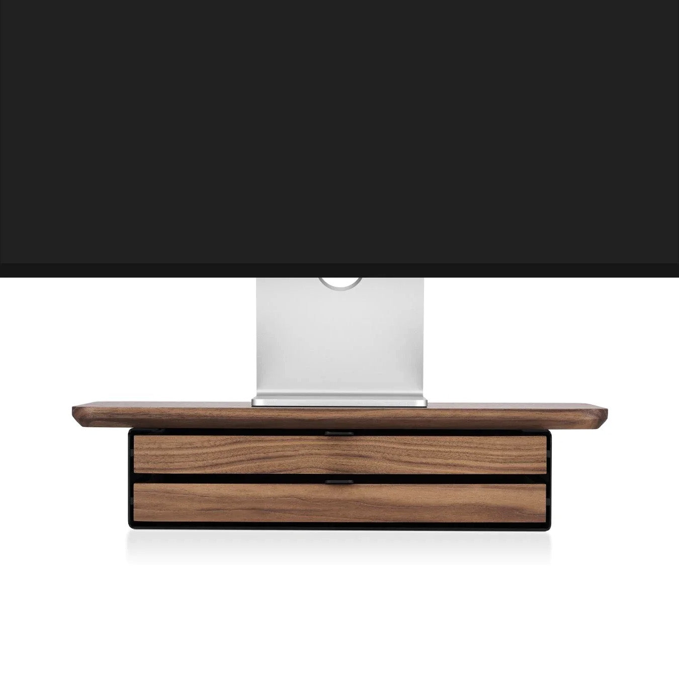 Oakywood Desk Shelf Mini Dual Drawer, Walnut/Black