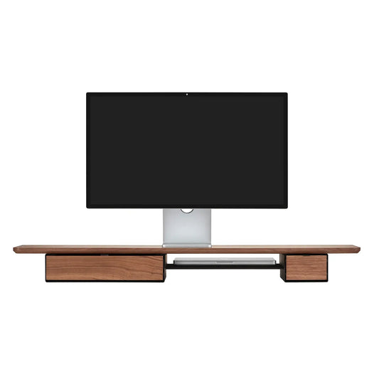 Oakywood Desk Shelf Pro Single Drawer, Walnut/Black