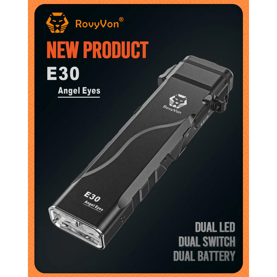 RovyVon Angel Eyes E30 Tactical Flashlight 7000K, Marble