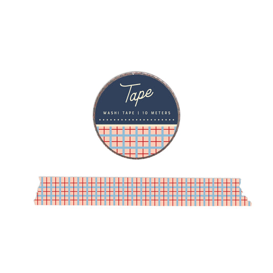 Ruff House Print Shop Washi Tape, Plaid in Sunset Pink