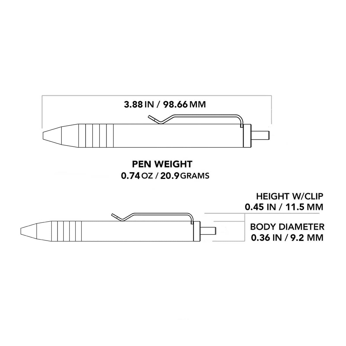Big i Design Mini Click Pen, Titanium Stonewashed