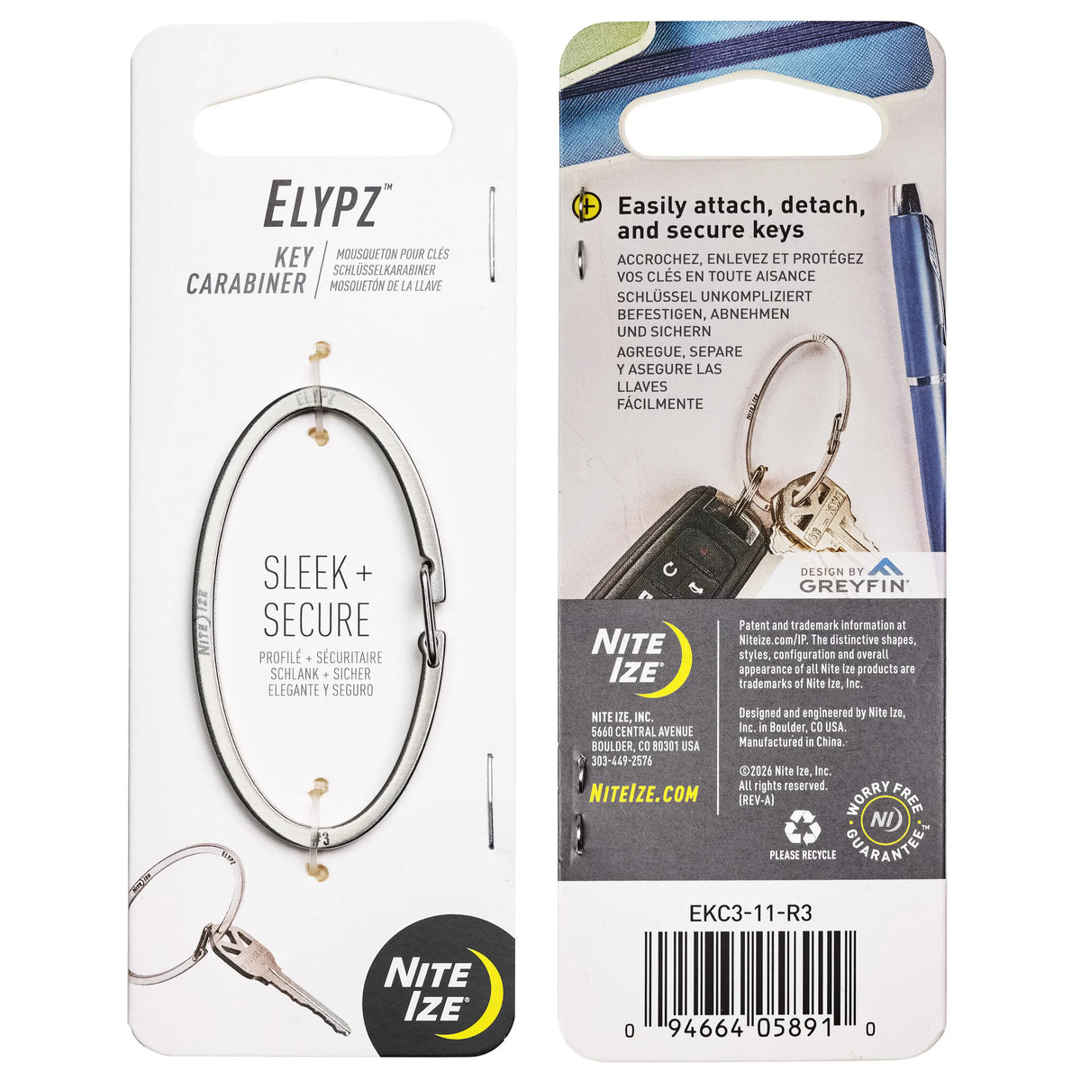 Nite Ize Elypz™ Key Carabiner, Stainless