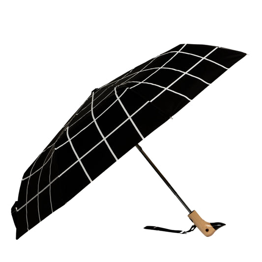 Original Duckhead Compact Umbrella, Black Grid Pattern