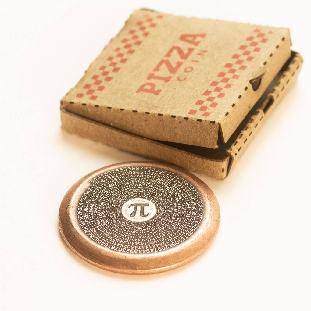 Shire Post Mint Pizza Pi Coin in Copper with Tiny Pizza Box