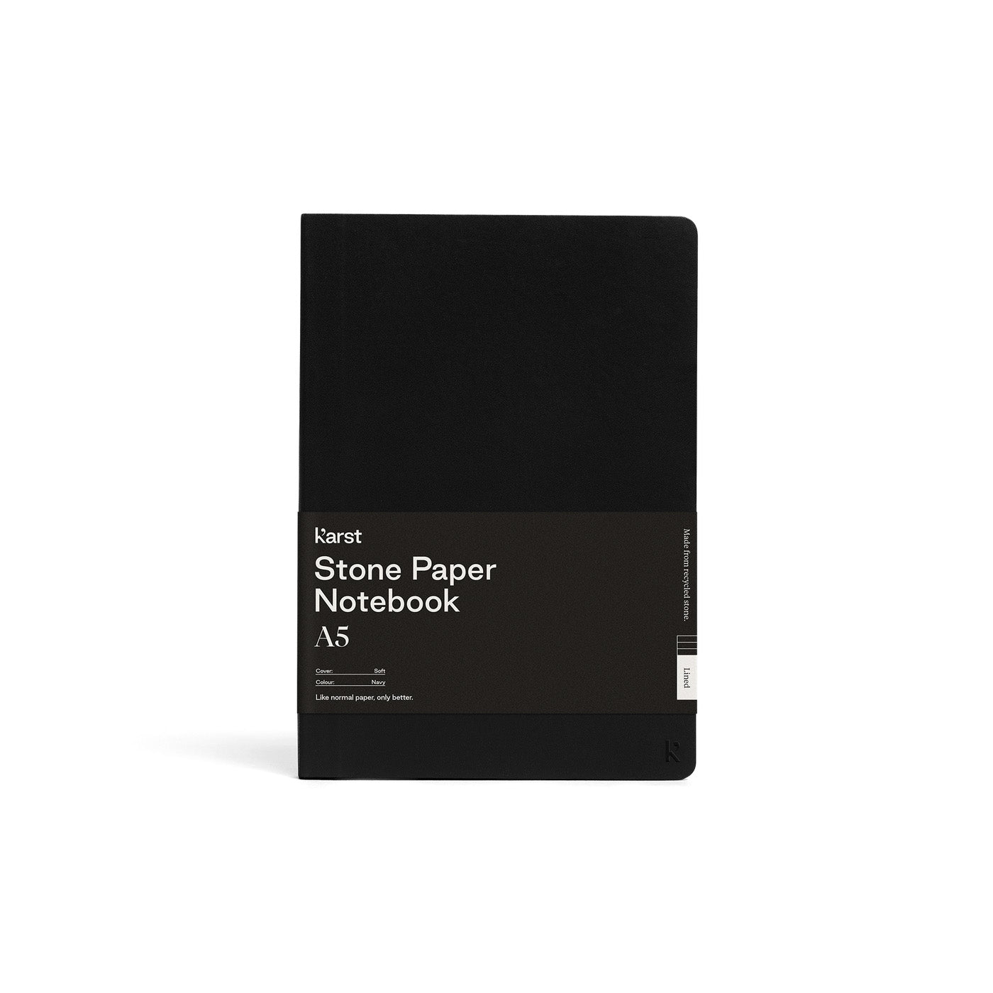 Karst Stone Paper Softcover Notebook A5 Black, Lined