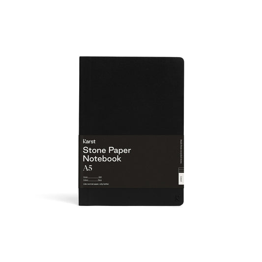 Karst Stone Paper Softcover Notebook A5 Black, Lined