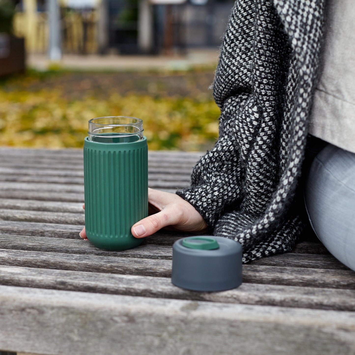 Black + Blum Glass Travel Cup, Olive