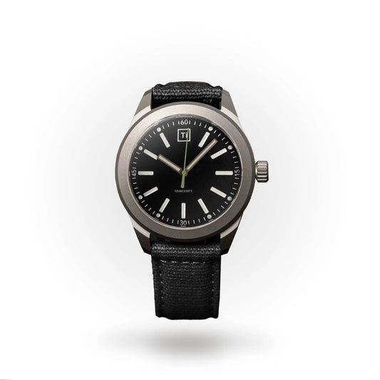 Big i Design Ti Base Line Field Watch, Black Dial