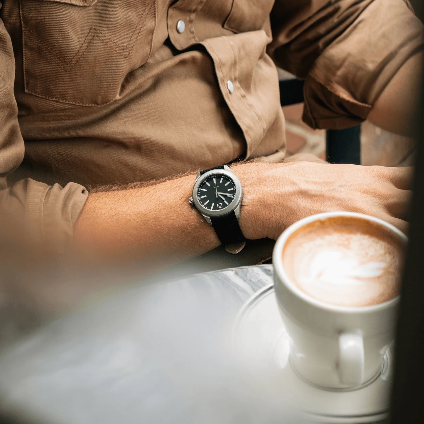 Big i Design Ti Base Line Field Watch, Black Dial