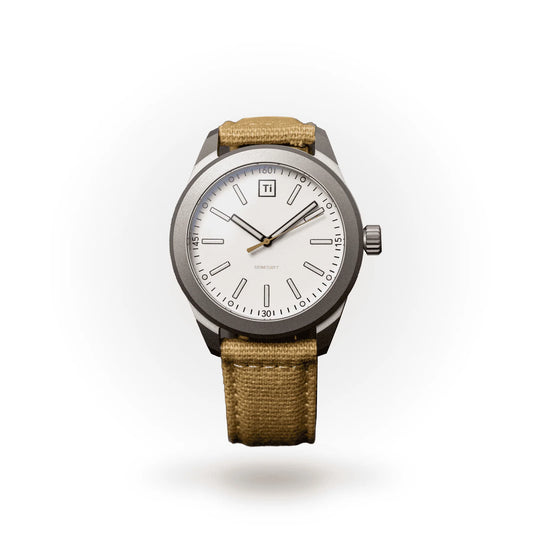 Big i Design Ti Base Line Field Watch, White Dial