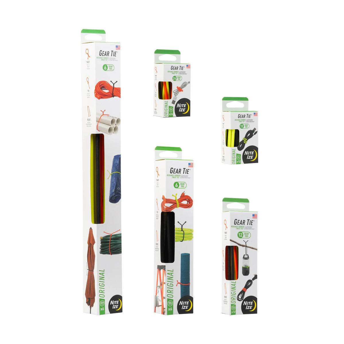 Nite Ize Gear Tie® Original ProPacks 12 in 12 pack, Assorted
