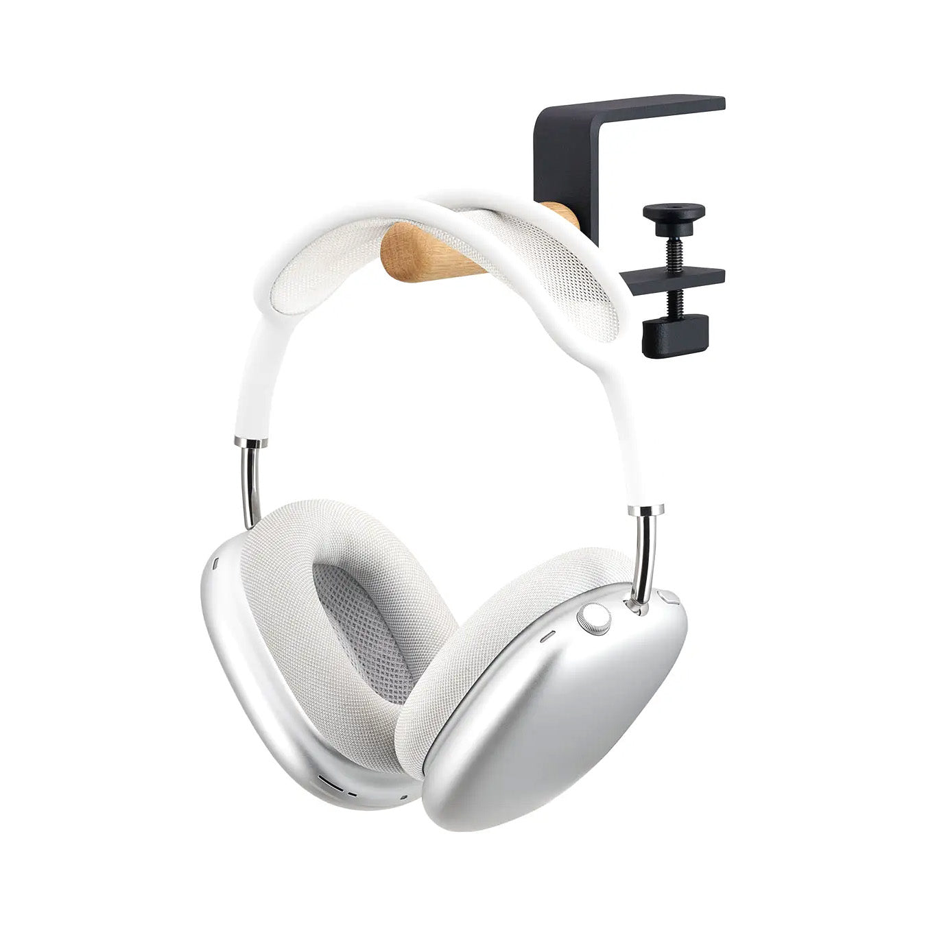Oakywood Desk-Mounted Headphone Hook, Oak/Black