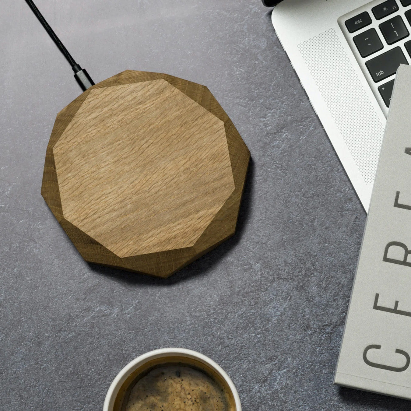 Oakywood Geometric Charging Pad, Oak