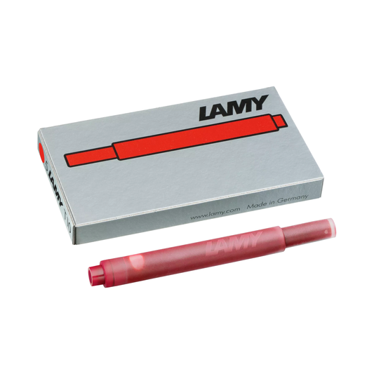 LAMY T 10 Blekkpatroner Red, 5-Pakke på hvit bakgrunn