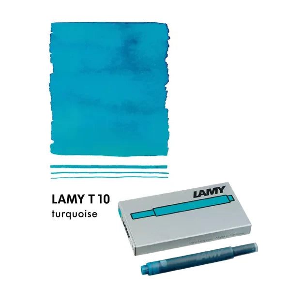 LAMY T 10 Blekkpatroner Turquoise, 5-Pakke, fargeprøve