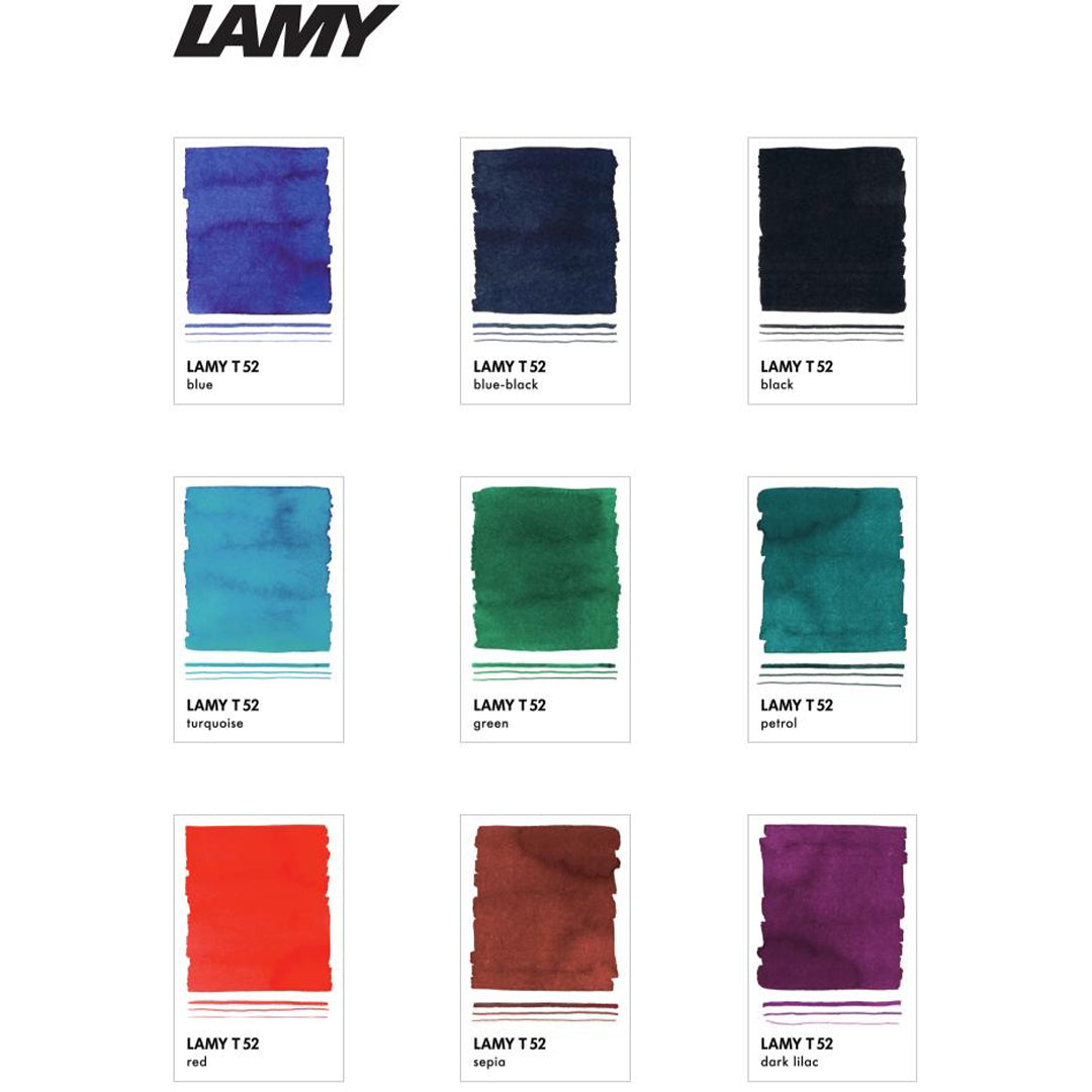 Fargeprøver for LAMY T 52-serien.