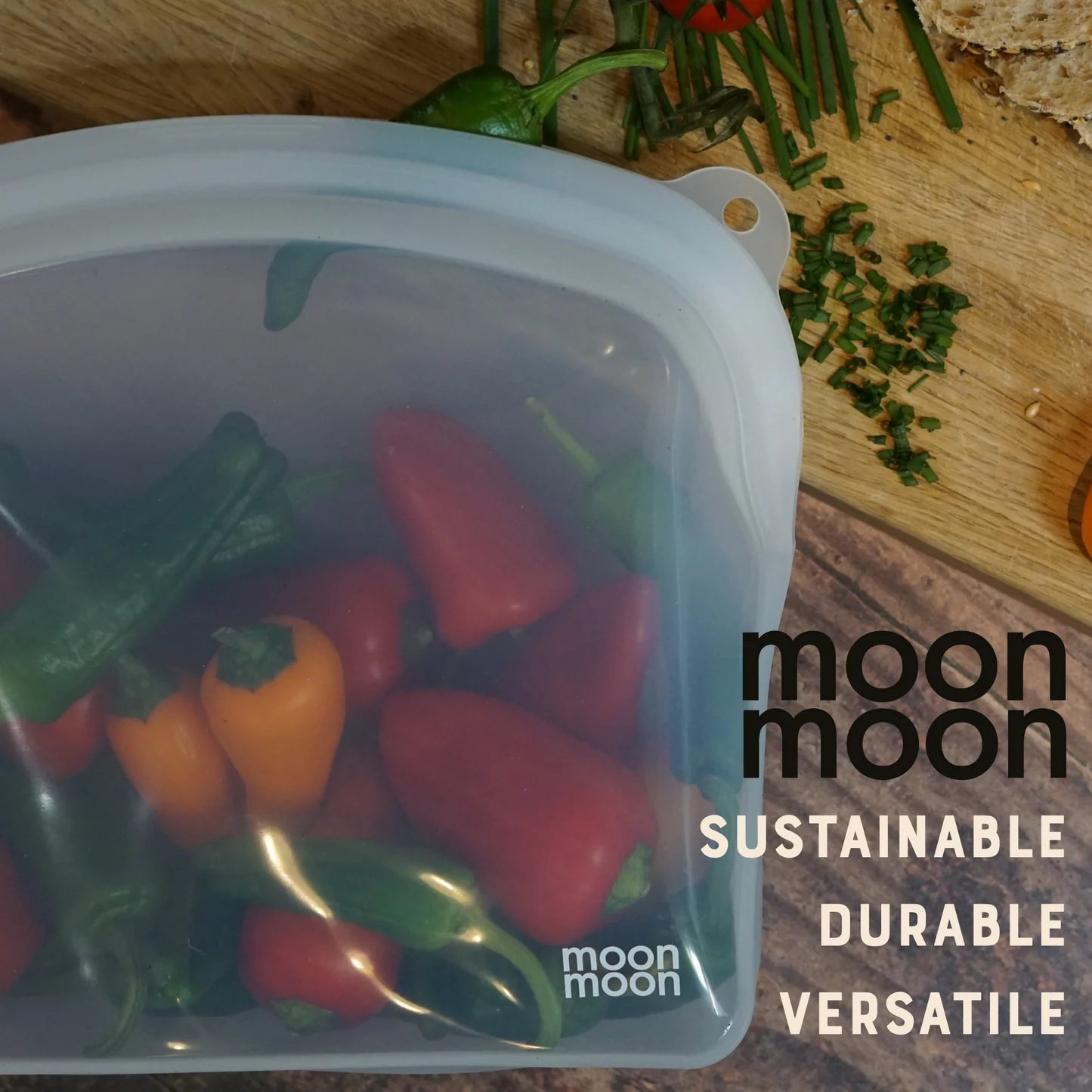Moonmoon Reusable Silicone Freezer Bags XL Curve 2000ml Set of 2, Clear