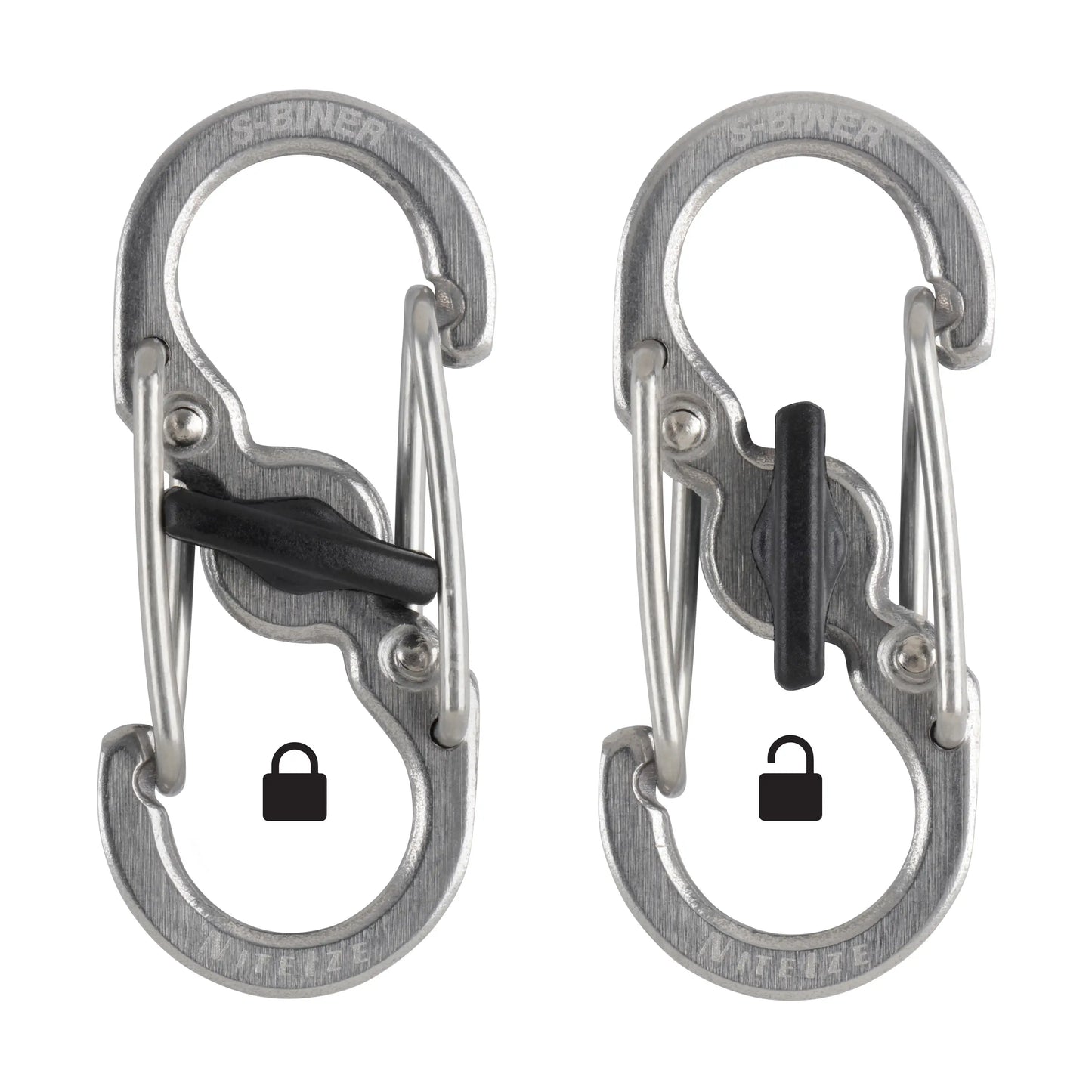 Nite Ize S-Biner® MicroLock® Stainless Steel 2 Pack, Black