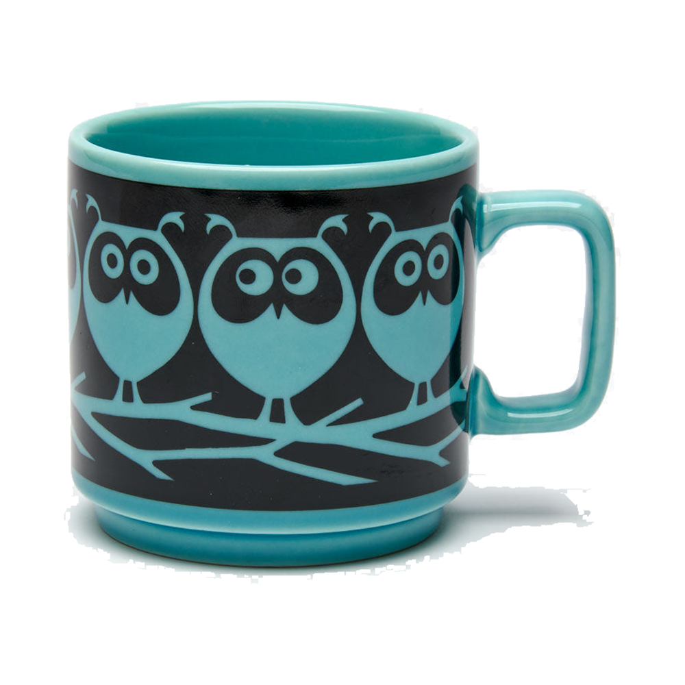 Magpie x Hornsea Mug, Owls on Branch Teal, produktbilde