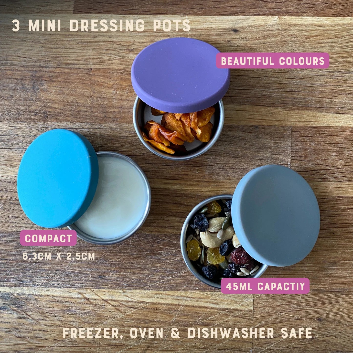 Moonmoon Mini Stainless Steel Sauce & Dressing Pots Leakproof, Set of 3