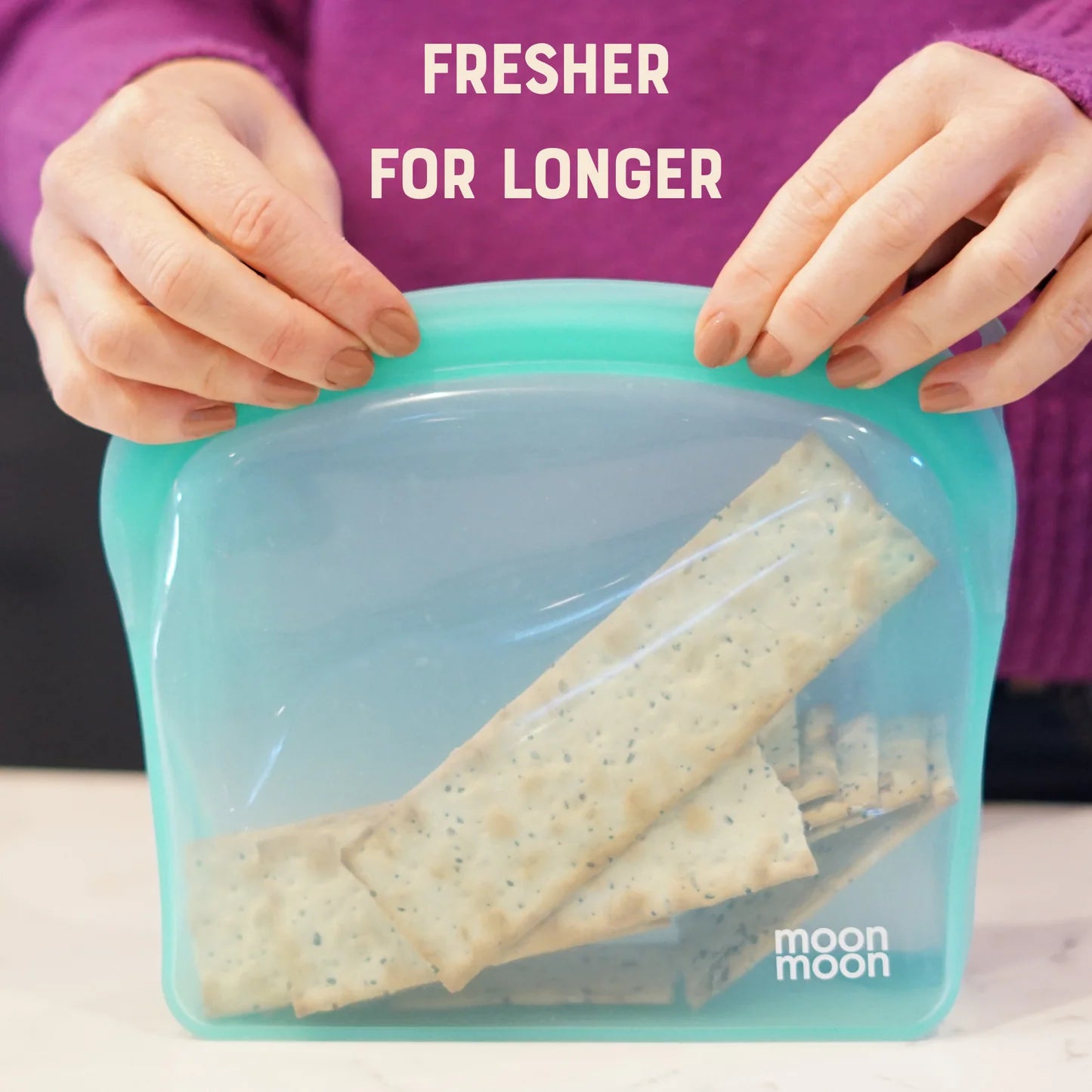 Moonmoon Reusable Silicone Freezer Bags Curve Bags Free-Standing, Set of 3