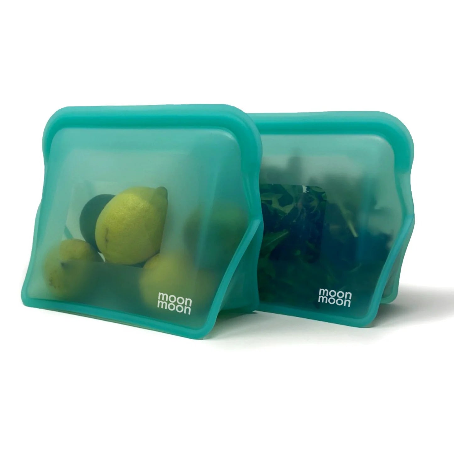 Moonmoon Reusable Silicone Food Bags XL Stand-Up Freezer Bags 1500ml Set of 2, Aqua