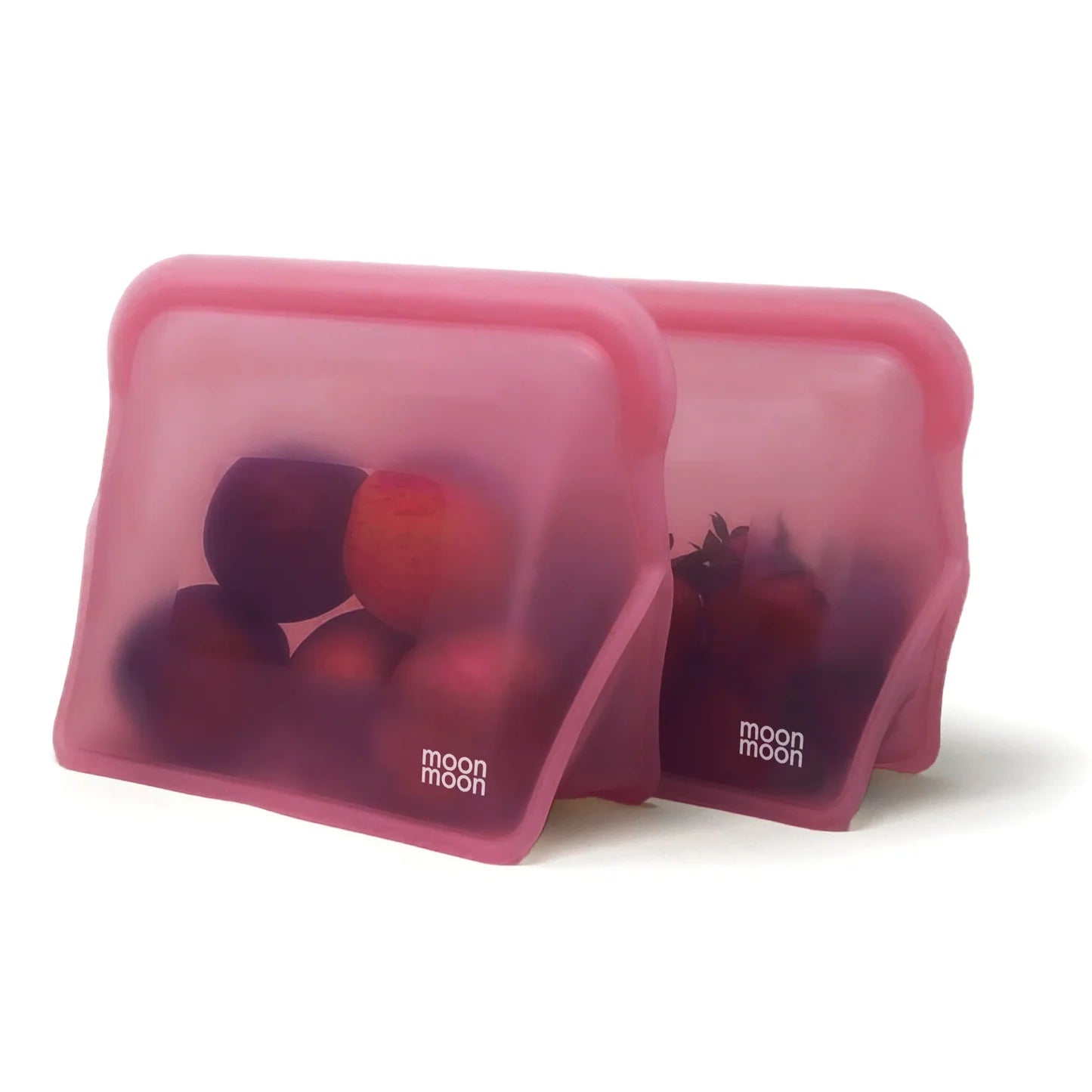 Moonmoon Reusable Silicone Food Bags XL Stand-Up Freezer Bags 1500ml Set of 2, Pink