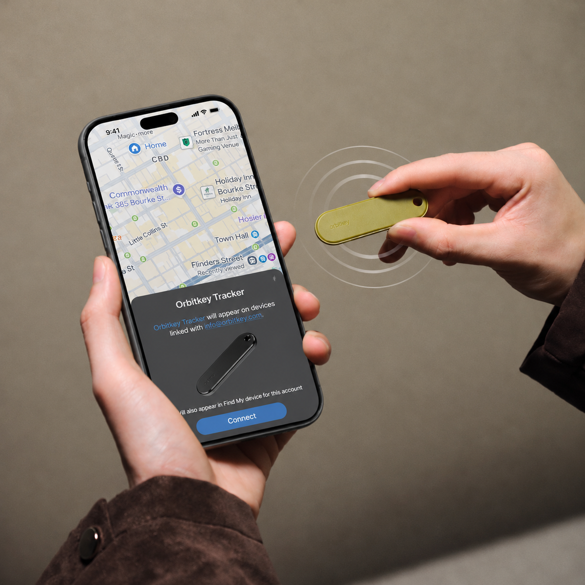 Orbitkey Universal Tracker, Pistachio, i bruk