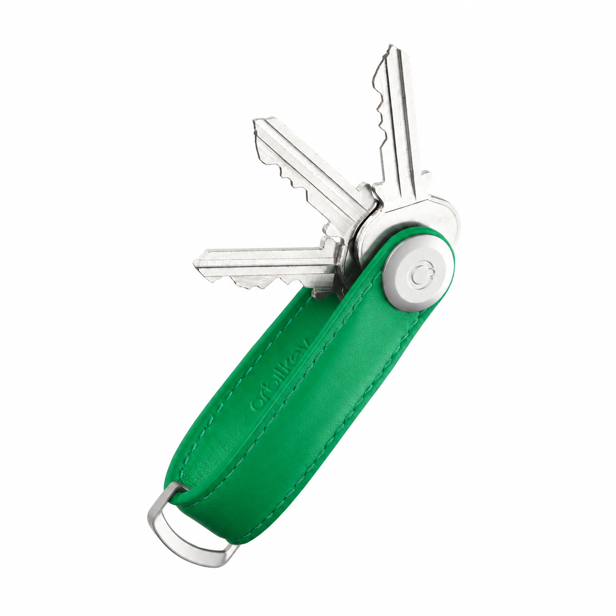 Orbitkey Key Organiser Leather, Kelly Green, produktbilde på hvit bakgrunn