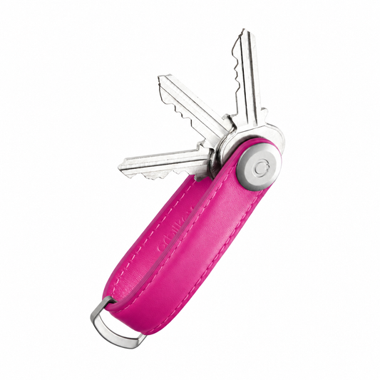 Orbitkey Key Organiser Leather, Magenta, produktbilde på hvit bakgrunn