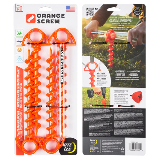 Nite Ize Orange Screw® Ultimate Ground Anchor 4 Pack, Small