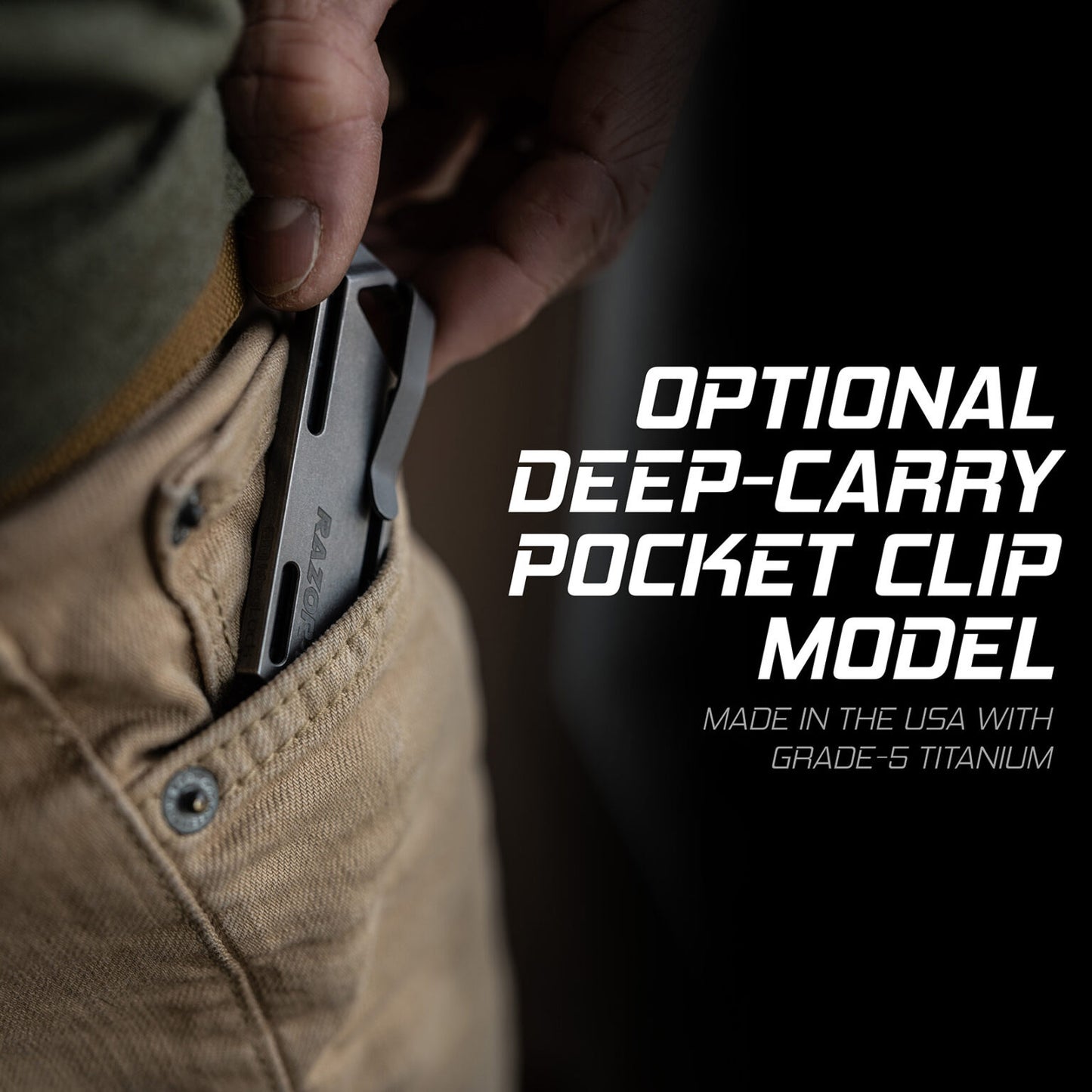 Exceed Designs TiRant RAZOR-M 3.0 MagLock Utility Knife, Stonewashed 6AL-4V Titanium