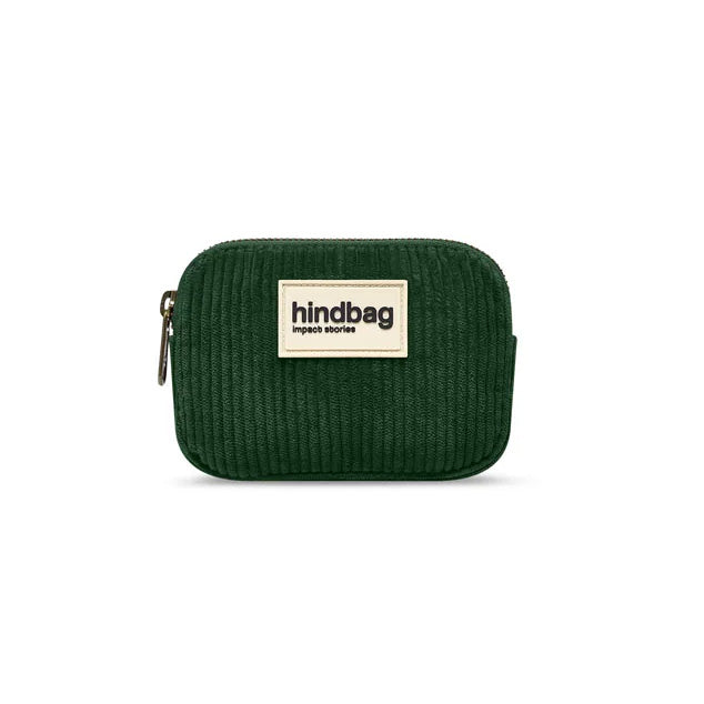 Hindbag Lili Corduroy Coin Purse, Pine Green