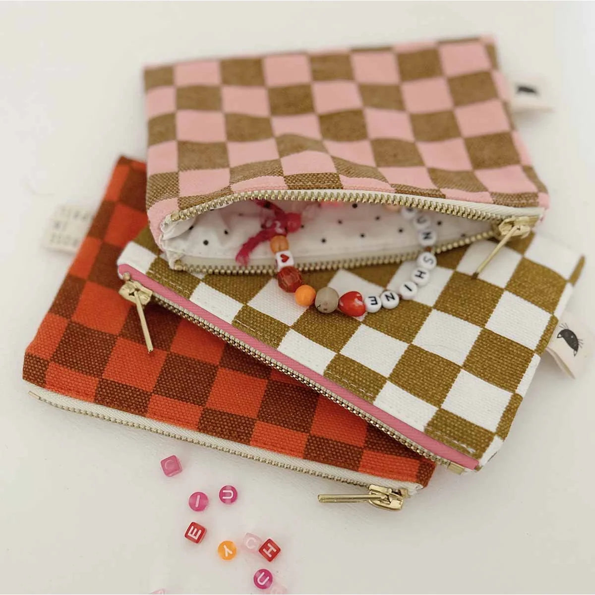 Rose in April Marie Purse Checkerboard, Caramel