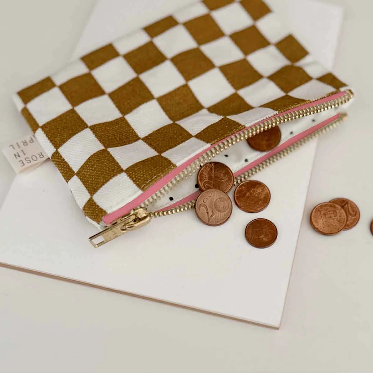 Rose in April Marie Purse Checkerboard, Caramel