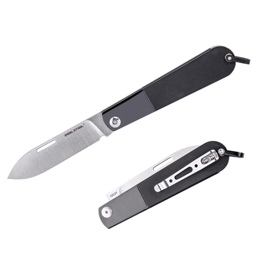 Böker Real Steel Real Barlow RB-3 Drop Point 12C27 Black Steel