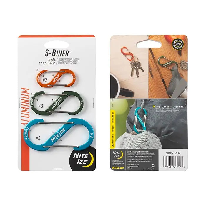 Nite Ize S-Biner® Aluminum Dual Carabiner 3 Pack, Assorted
