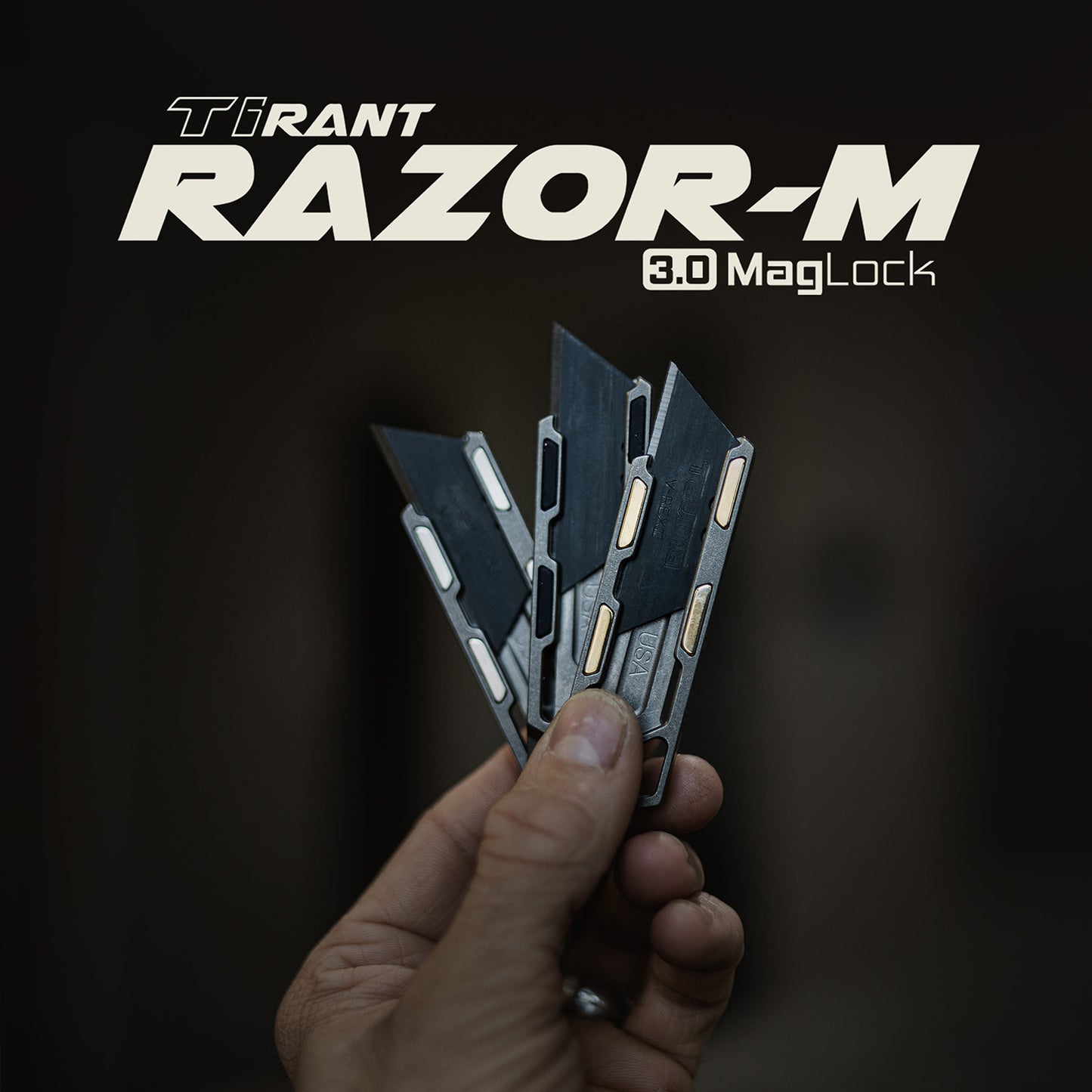 Exceed Designs TiRant RAZOR-M 3.0 MagLock Utility Knife, Stonewashed 6AL-4V Titanium