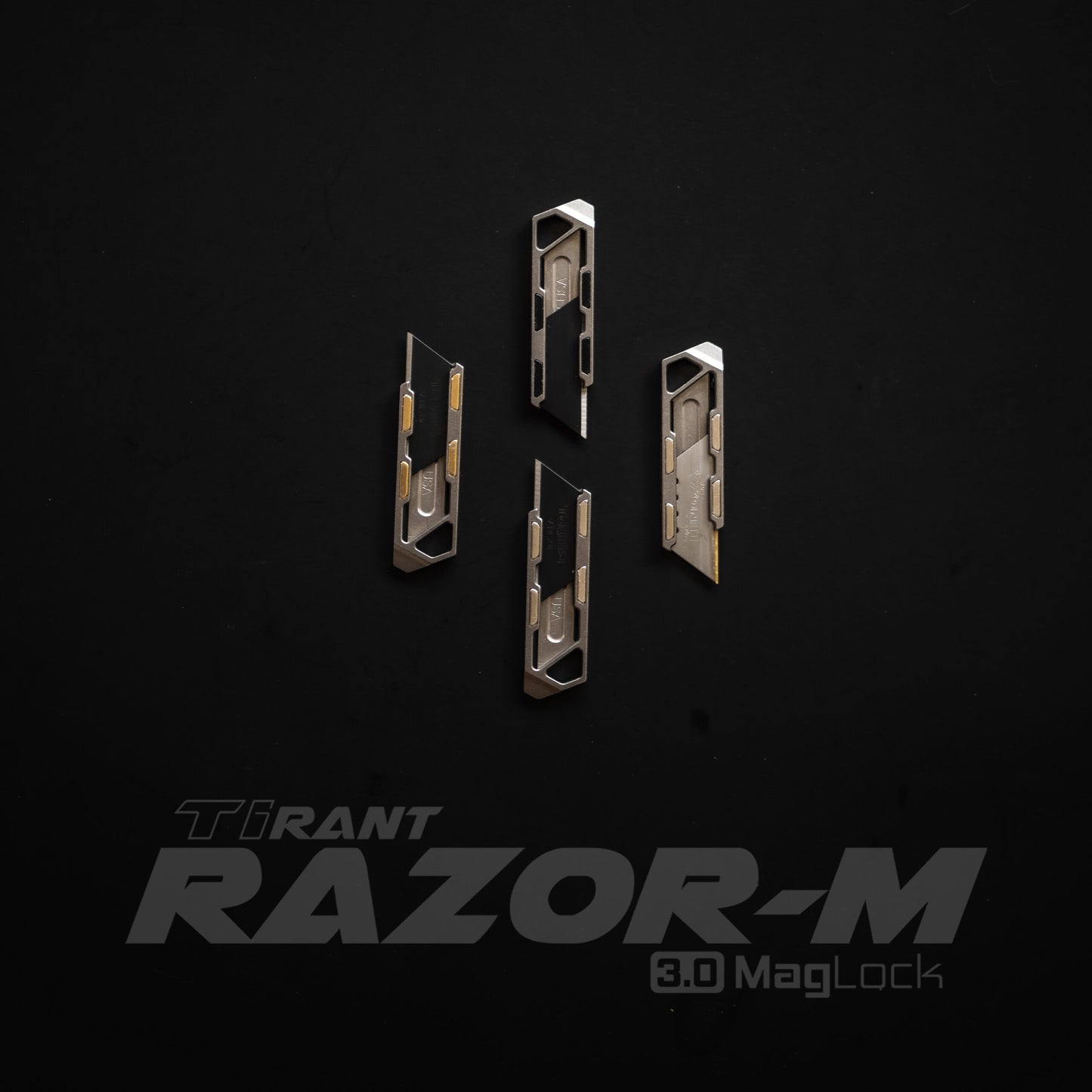 Exceed Designs TiRant RAZOR-M 3.0 MagLock Utility Knife, Stonewashed 6AL-4V Titanium