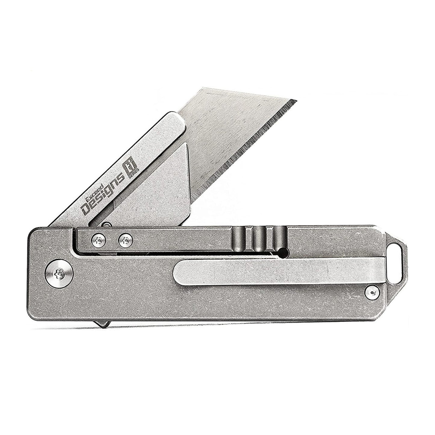 Exceed Designs TiRant RAZOR V3 Utility Knife, Stonewashed 6AL-4V Titanium