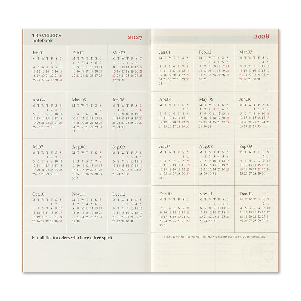Traveler's Company 2027 Weekly Vertical (Regular Size), detalj og bruk