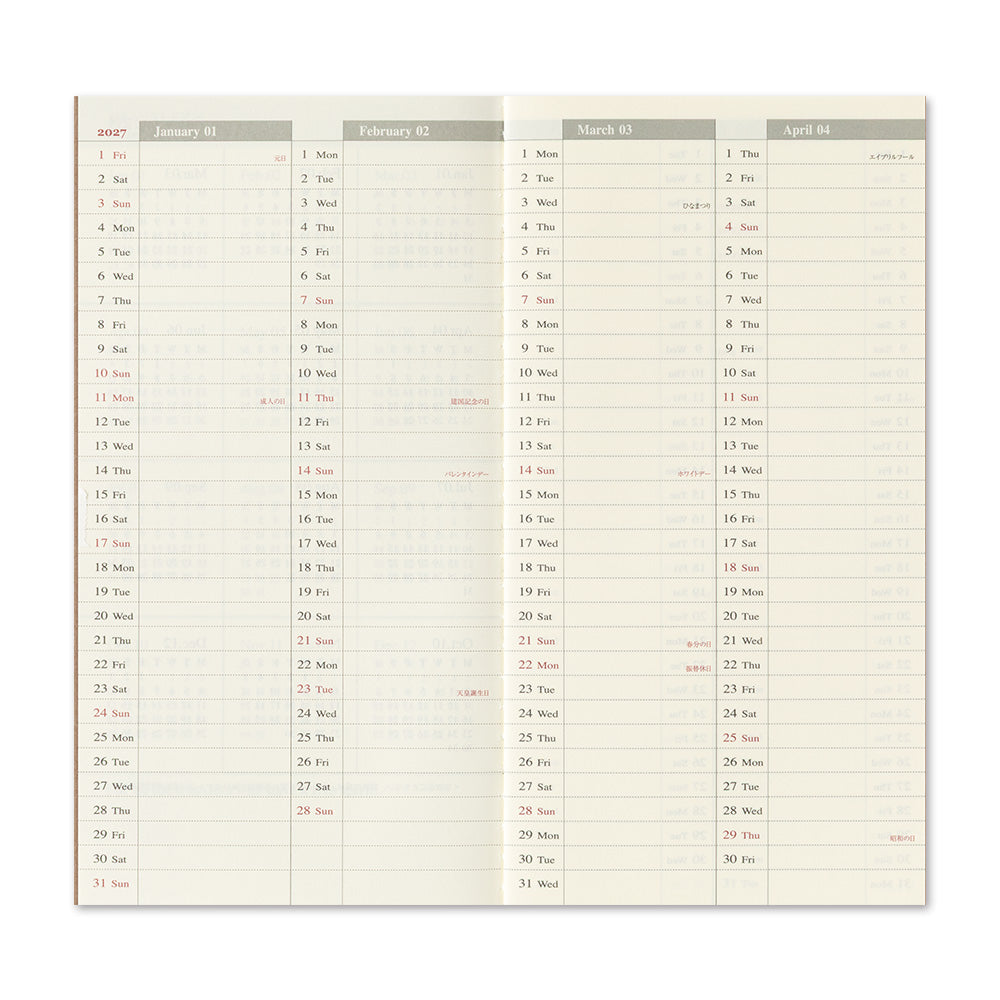Traveler's Company 2027 Weekly Vertical (Regular Size), detalj og bruk