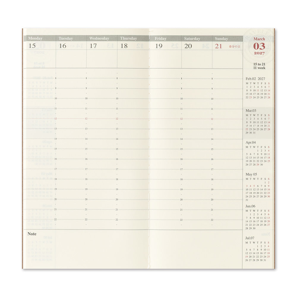 Traveler's Company 2027 Weekly Vertical (Regular Size), detalj og bruk