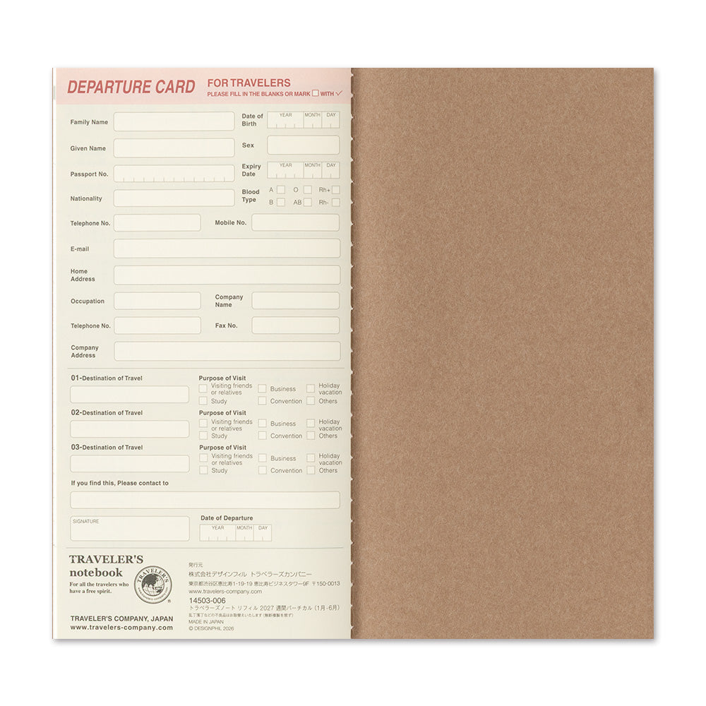 Traveler's Company 2027 Weekly Vertical (Regular Size), detalj og bruk