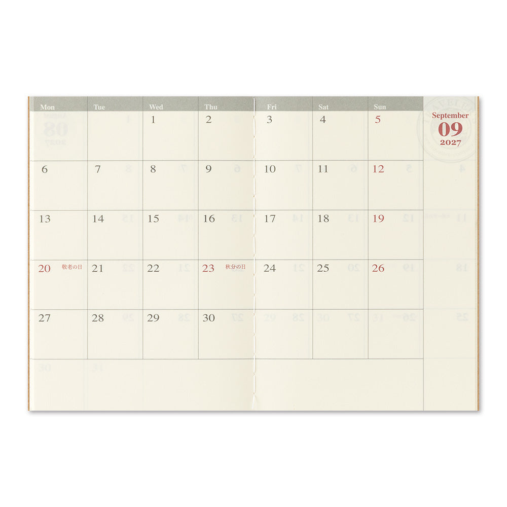 Traveler's Company 2027 Monthly (Passport Size), detalj og bruk